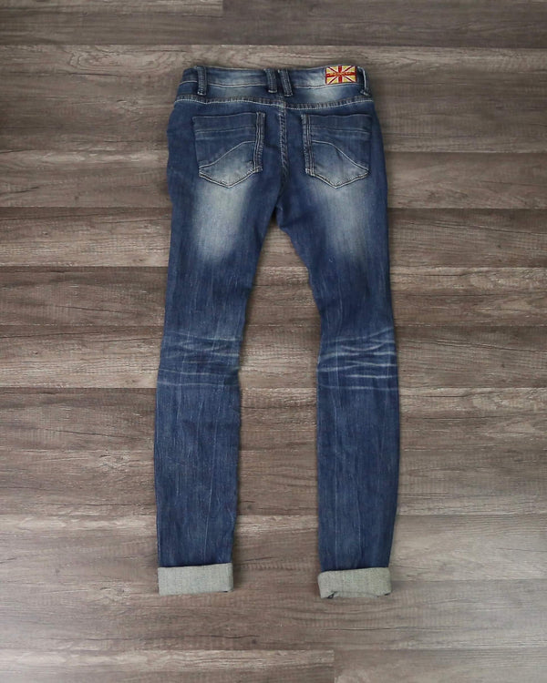 Final Sale - 5th Street Distressed Skinny Denim Jeans in Medium Wash