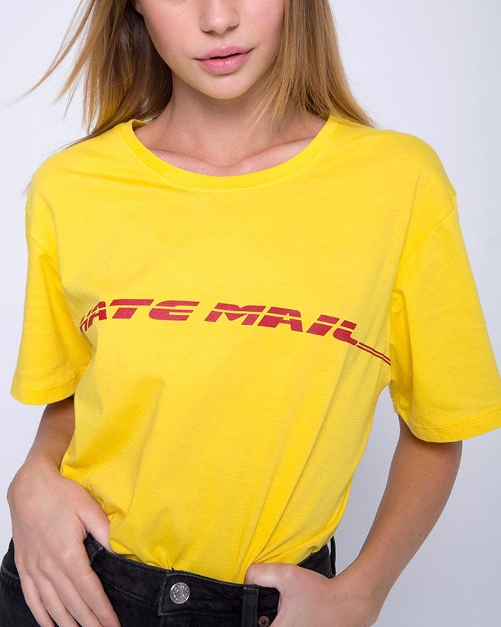Motel - Hate Mail Oversized Basic Tee in Yellow
