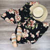 Final Sale - Reverse - Do Me A Favor Off the Shoulder Floral Romper in Black/Multi