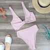 Reverse - Stila Front Knot Seamless High Waist Bikini Set - Pink