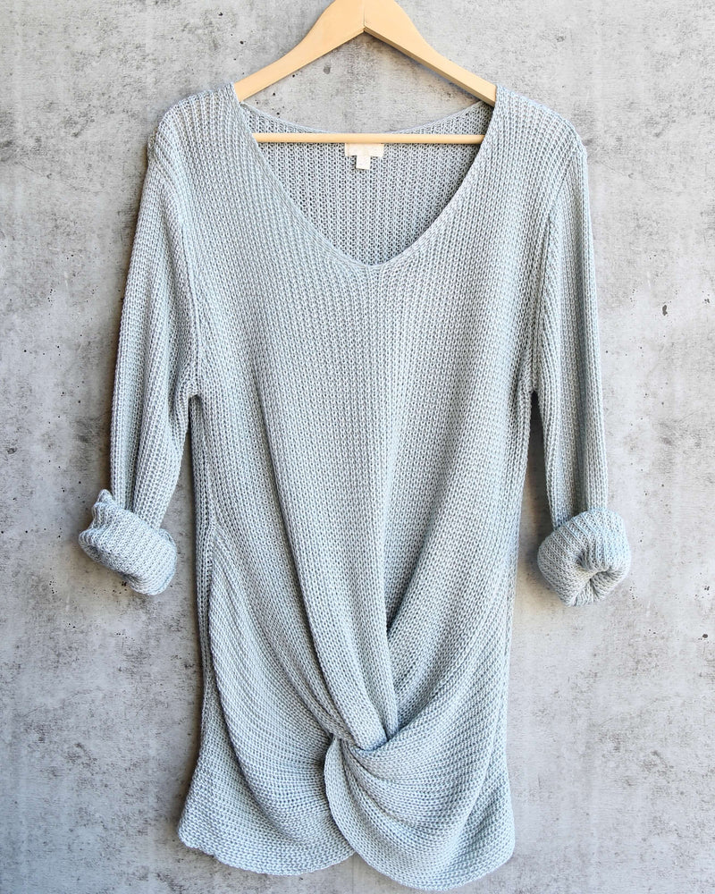 Final Sale - Dreamers - Lightweight Knot Front Pullover in Blue
