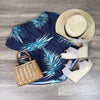 Reverse - Tainted Love Strapless Romper - Navy/Leaf