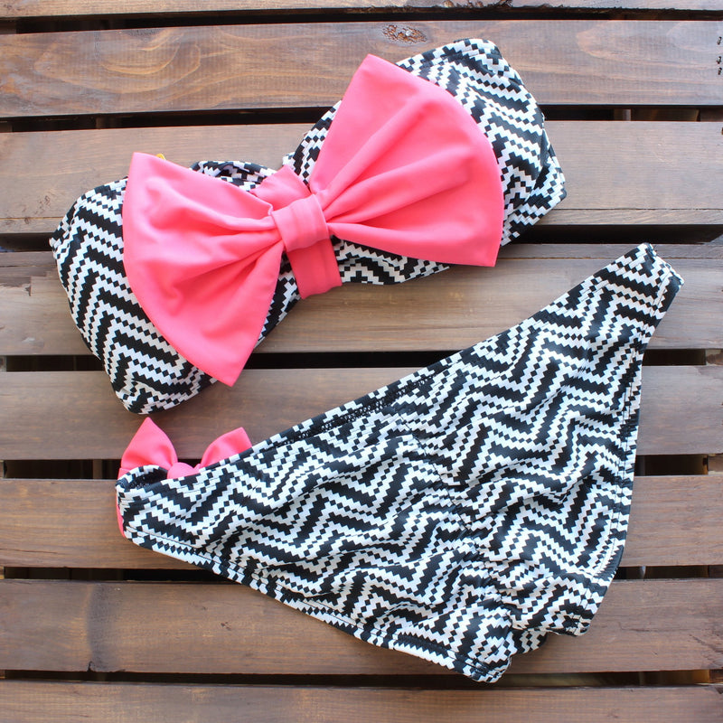 tribal chevron pink bow bikini - shophearts - 2