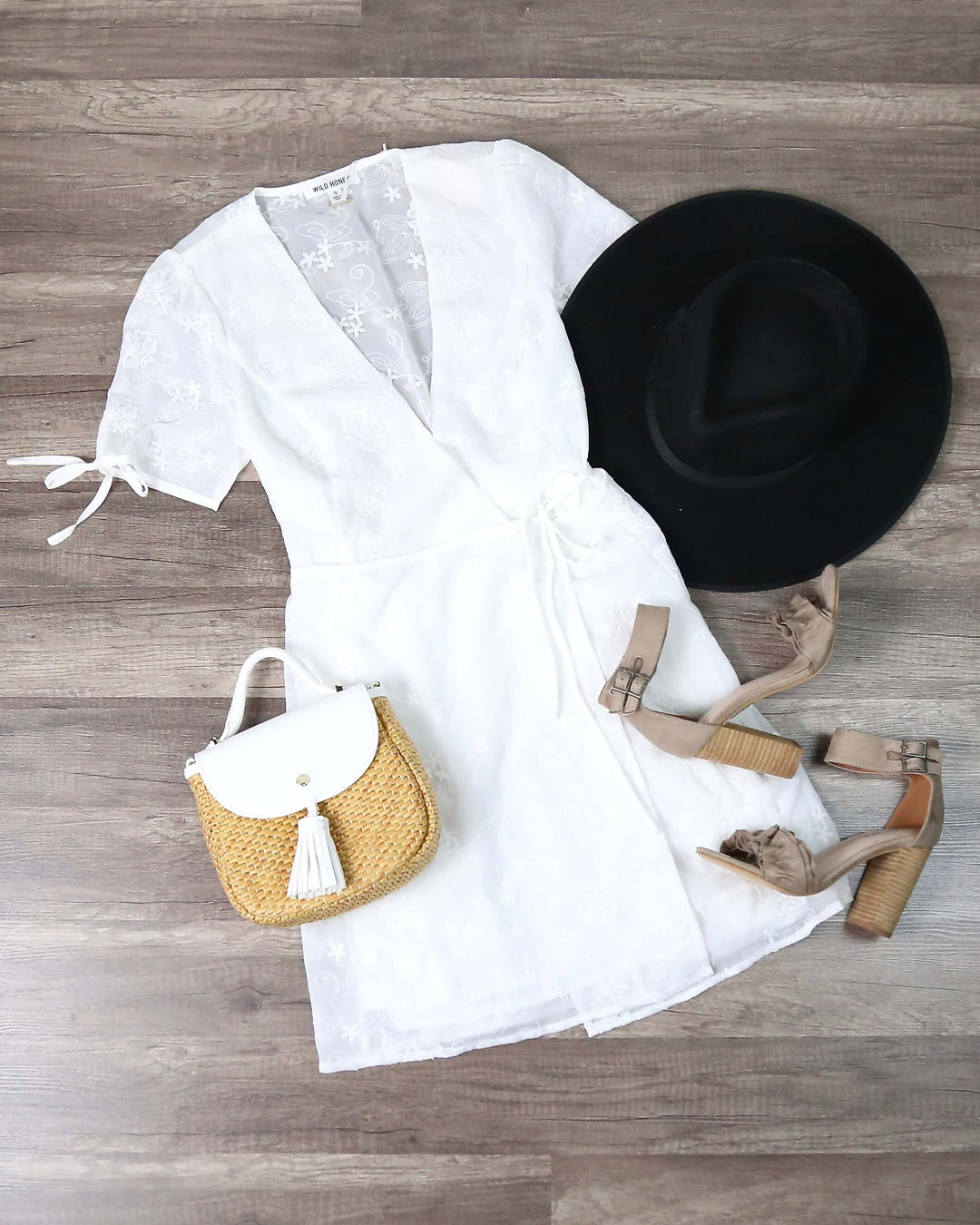 white embroidered wrap dress Cream White Embroidered Wrap Dress Handmade Linen Cotton Summer Midi 5835 Cream White / Custom order