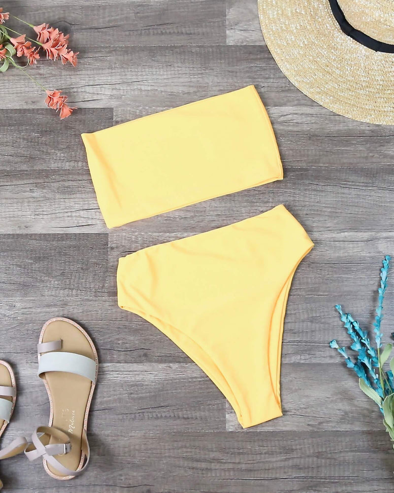 Reverse - Lean On - High Waisted Bandeau Bikini Set - More Colors