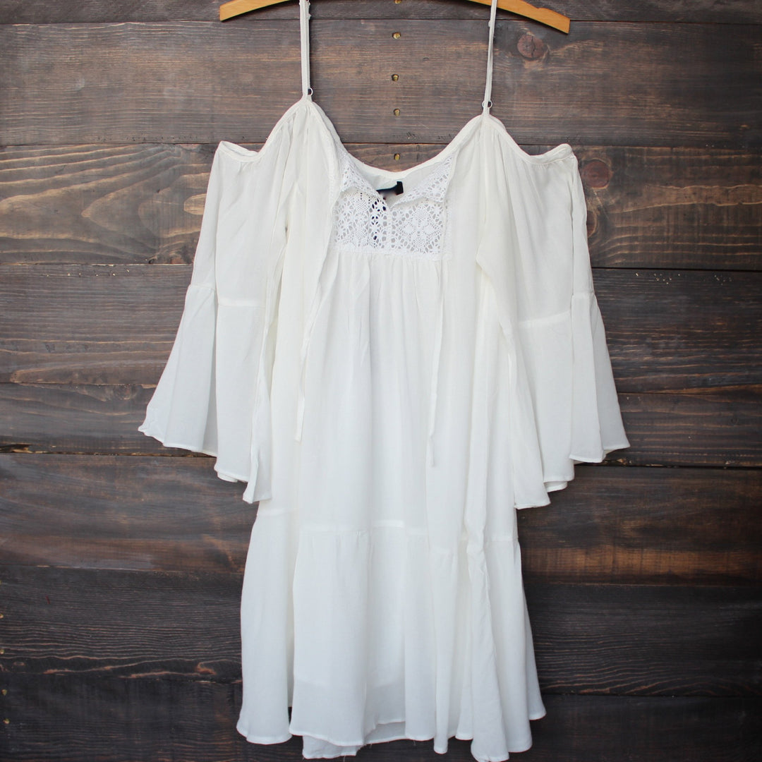 bohemian cold shoulder dress - white - shophearts - 1