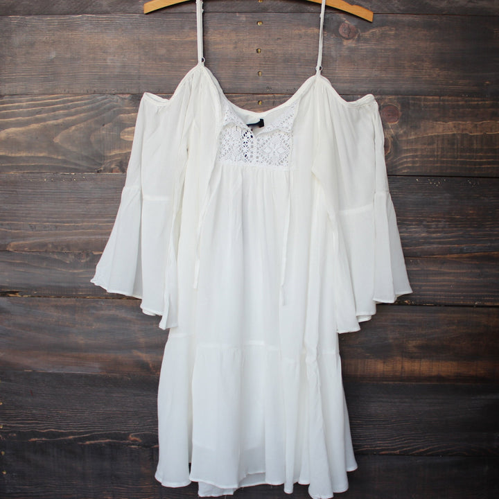 bohemian cold shoulder dress - white - shophearts - 1