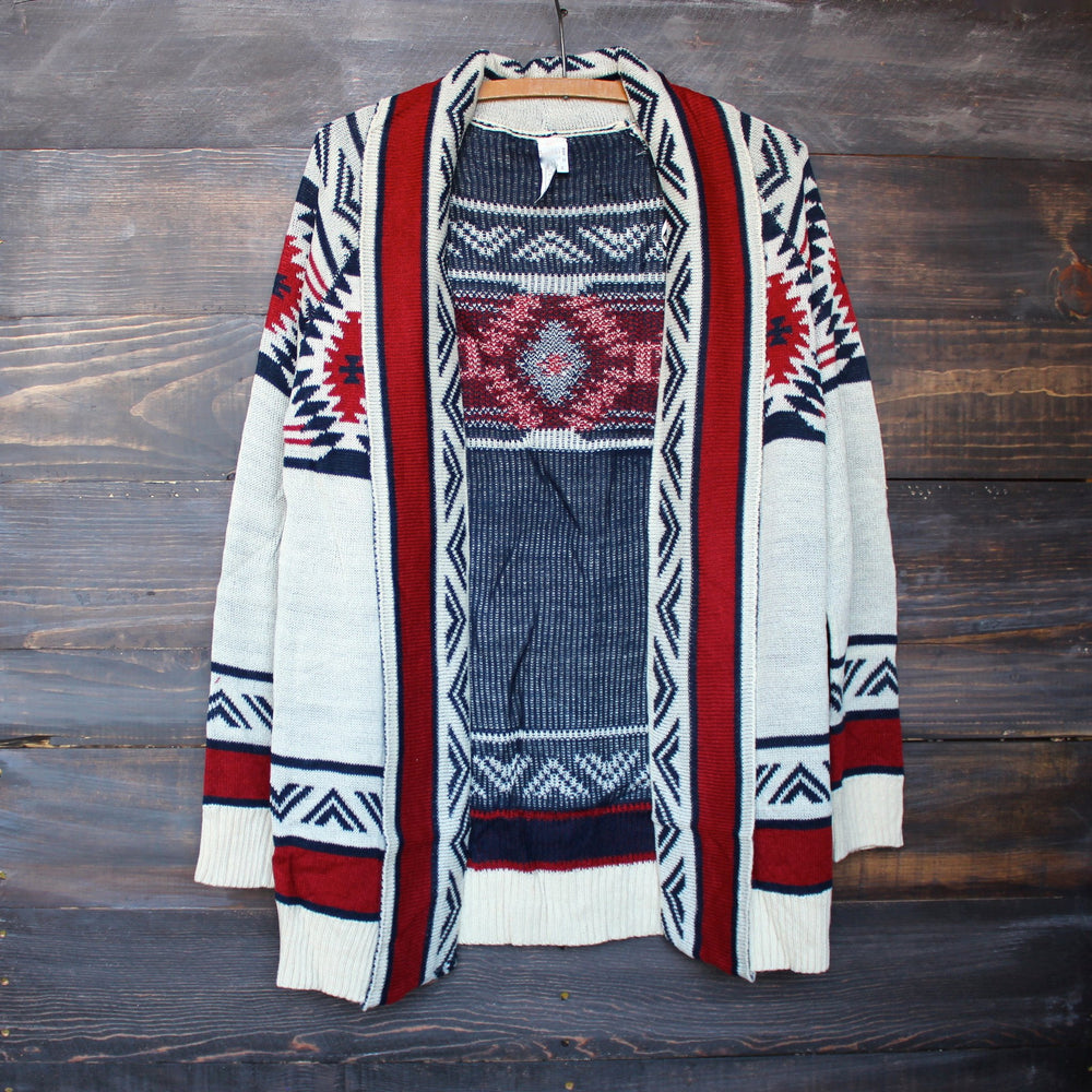 mod lightweight tribal cardigan aztec in rust - shophearts - 2
