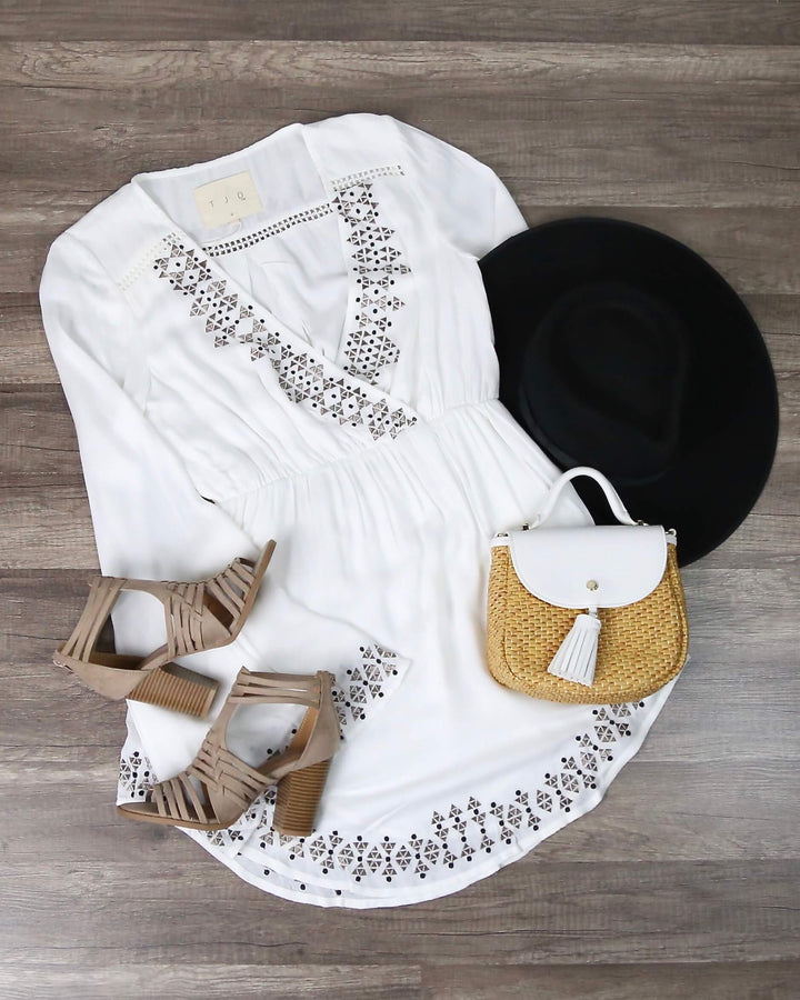 The Jetset Diaries Aztec Mini Dress in Ivory