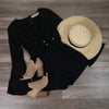Reverse - Bell Sleeves Lace Up Front Romper With Lace in Black