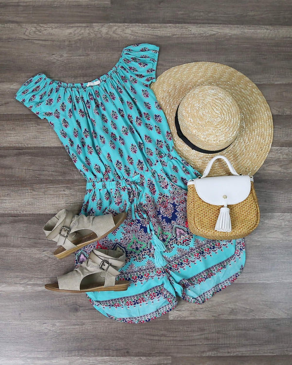 Final Sale - LÉ SALTY - Palms Playsuit in Turquoise