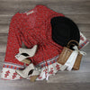 Reverse - Indie Border Print Front Wrap Romper in Red