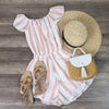 Reverse - Striped Off The Shoulder Romper