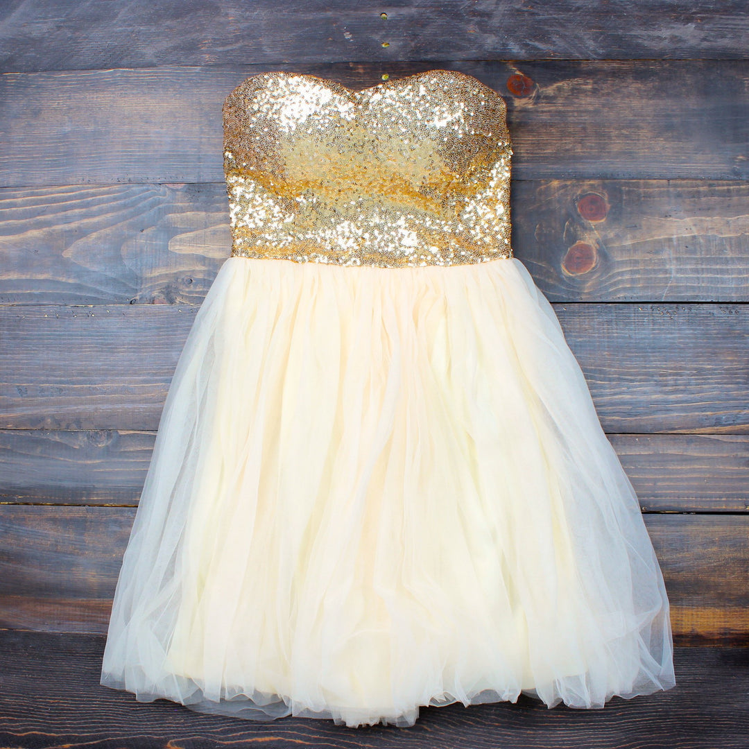 final sale - gold quartz strapless sequin party dress - prom 2015 - shophearts