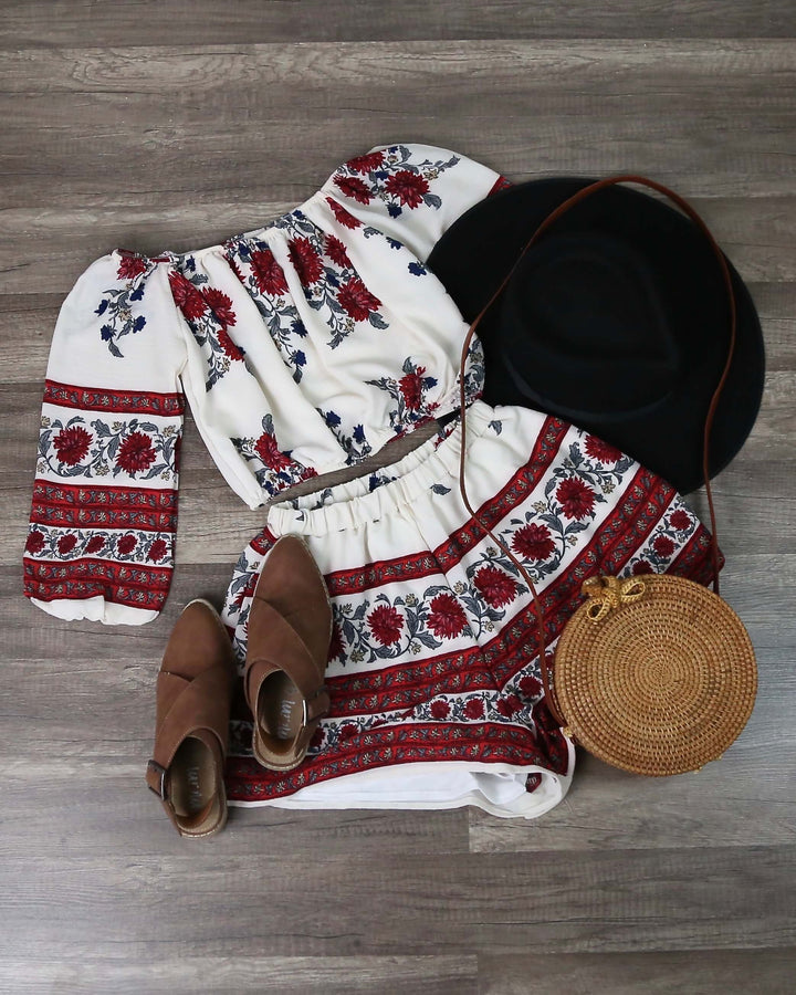 Rosemary White Floral Two Piece Set