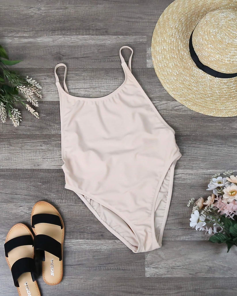 Final Sale - Dippin' Daisy's - Take a Dip High Cut One Piece Swimsuit in Taupe