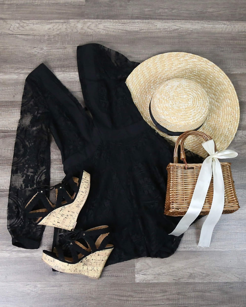 Lace Overlay Romper in Black