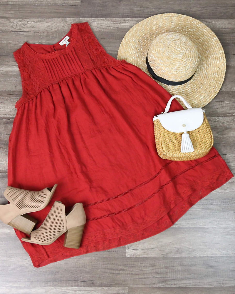 Scarlet Pleated Dress