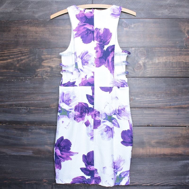 floral print embossed fabric with side cut out dress - shophearts - 2