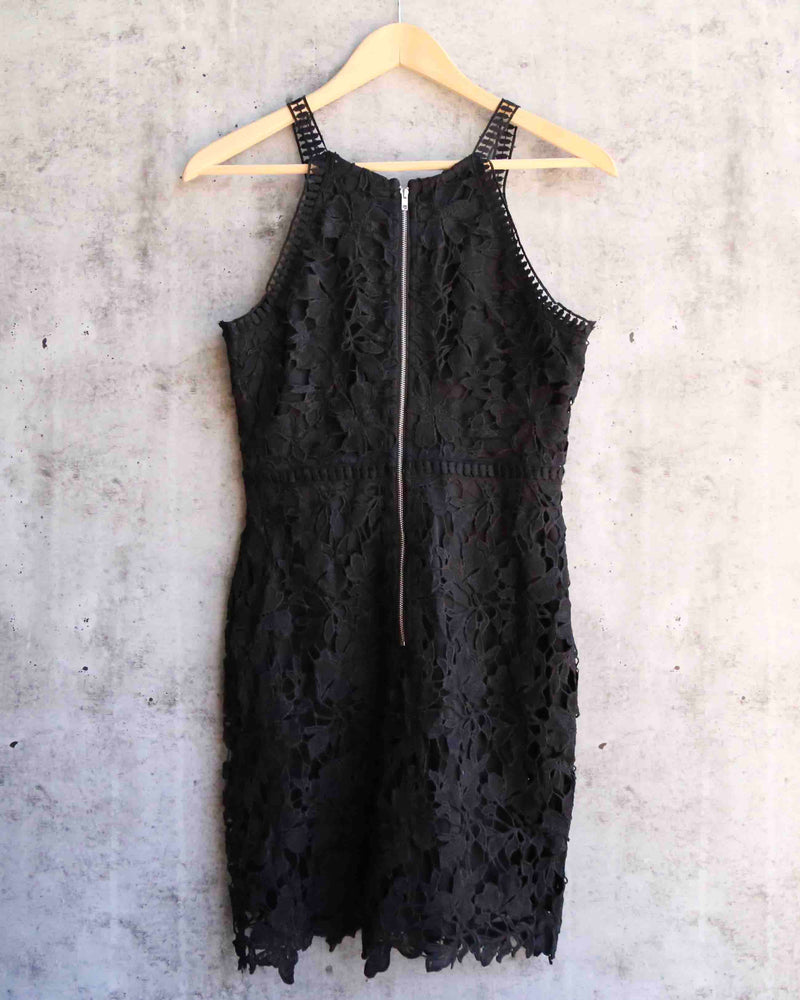 Ashlyn Sleeveless Lace Bodycon Dress in Black