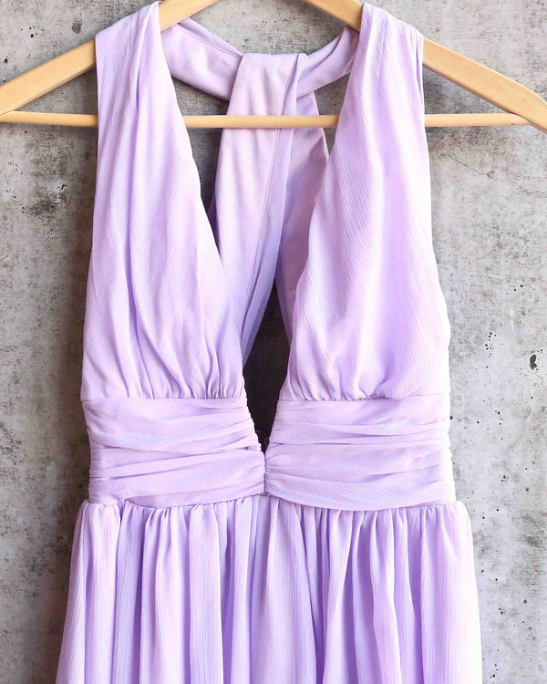 Lost Valley Deep Plunge Dress in Lilac