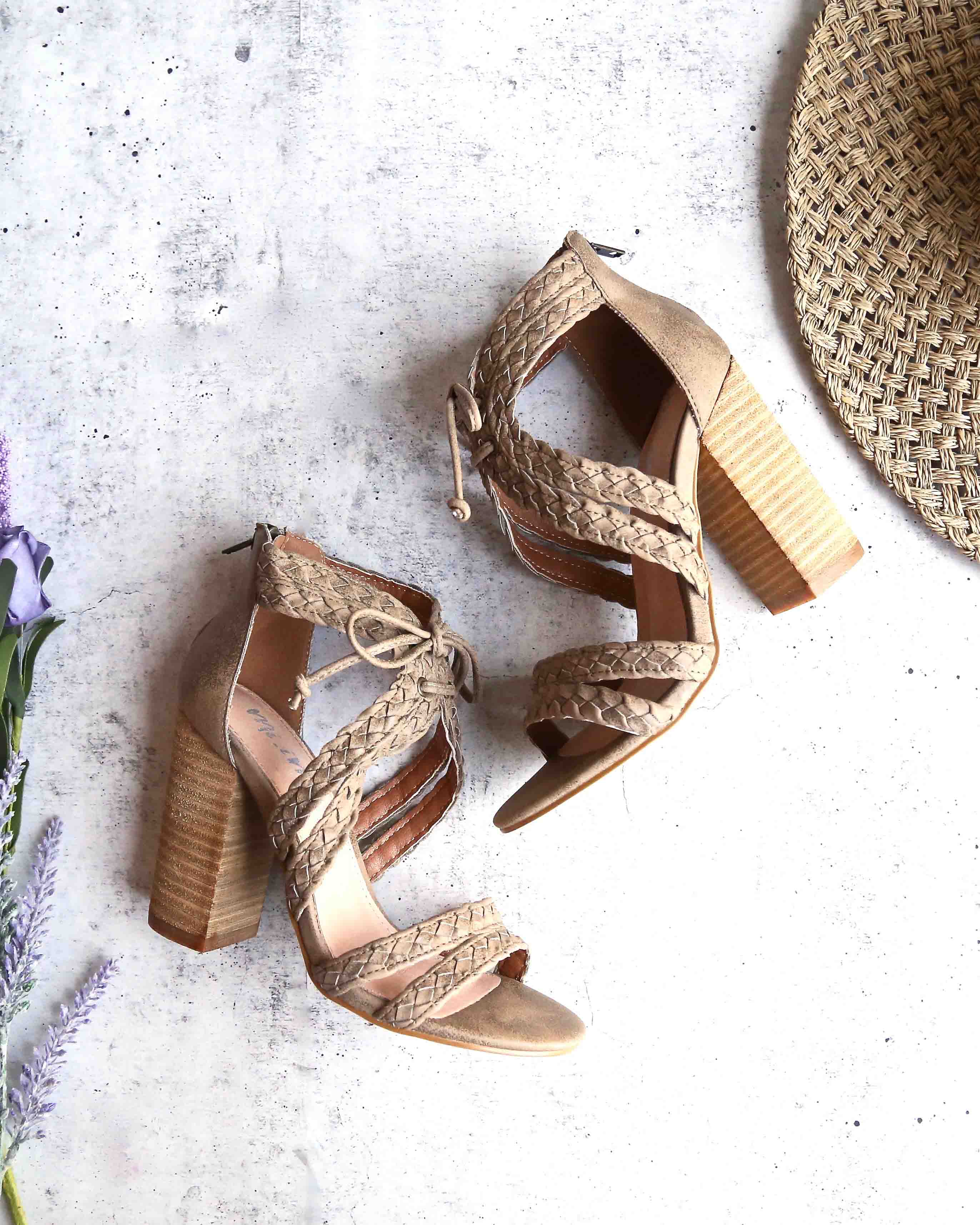 Mi.iM - Mai Tai Rope Tied Chunky Heels in Taupe – Shop Hearts