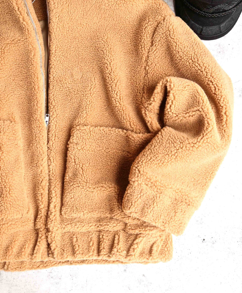 Final Sale - Zip Up Teddy Bear Coat Jacket - Camel