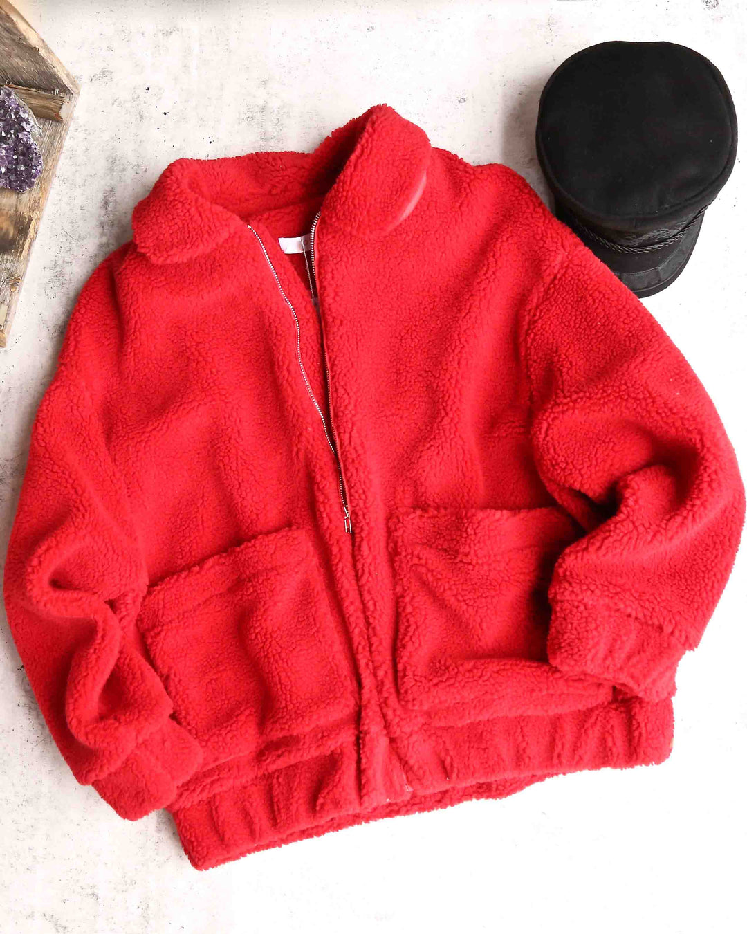 Zip Up Teddy Bear Jacket in Red – Shop Hearts