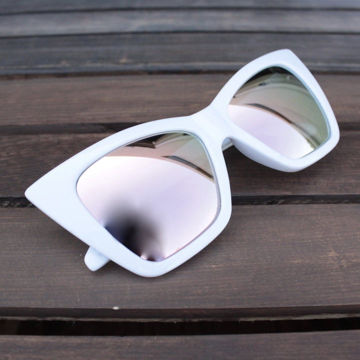 FINAL SALE - QUAY X SHAY MITCHELL - vesper iridescent sunglasses - white - shophearts - 1