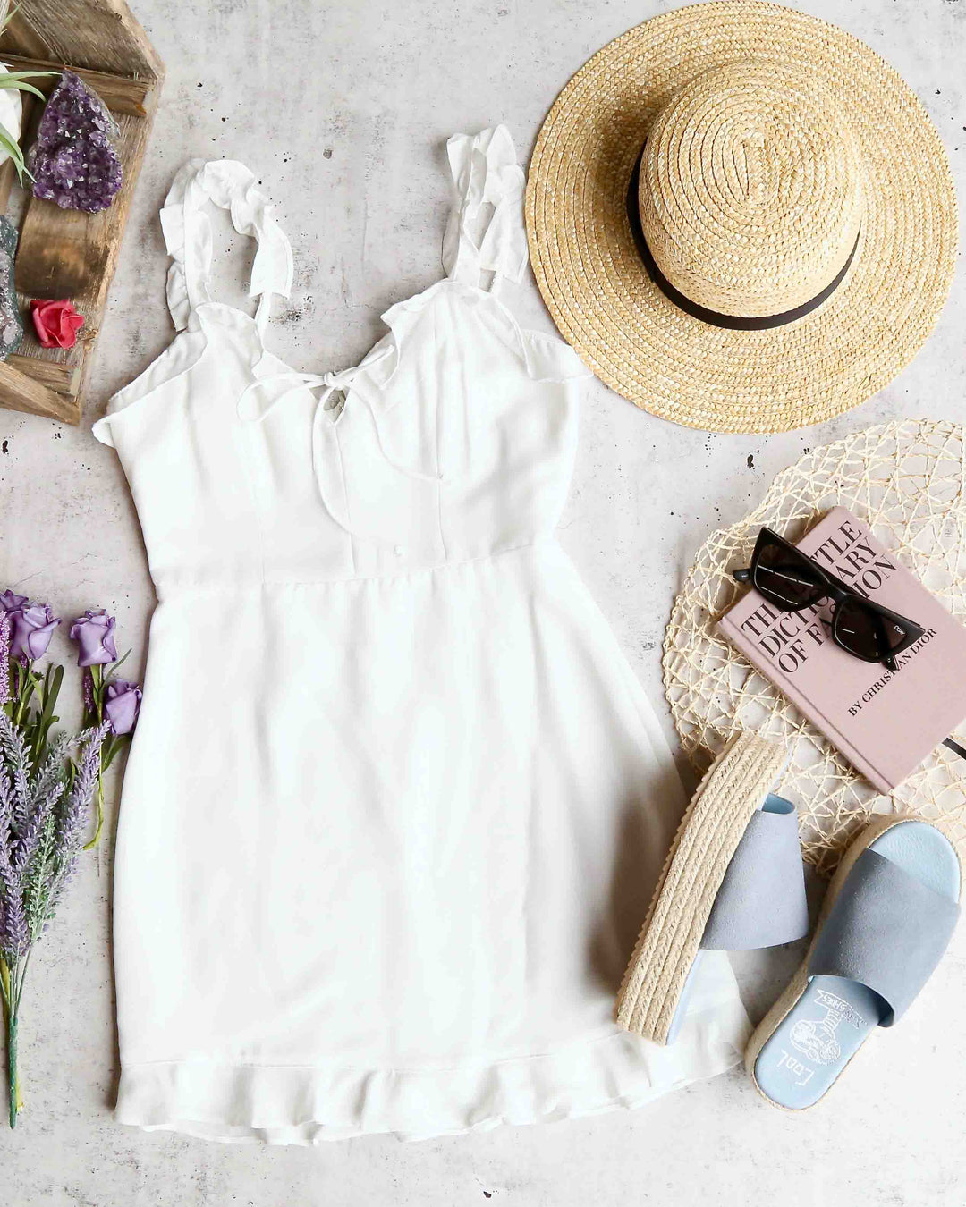 Cotton Candy LA - Quintana Ruffle Strap Mini Dress in White Shop Hearts Cotton Candy LA - Quintana Ruffle Strap Mini Dress in White Shop Hearts