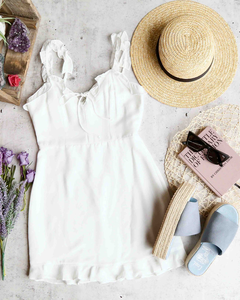 Cotton Candy LA - Quintana Ruffle Strap Mini Dress in White