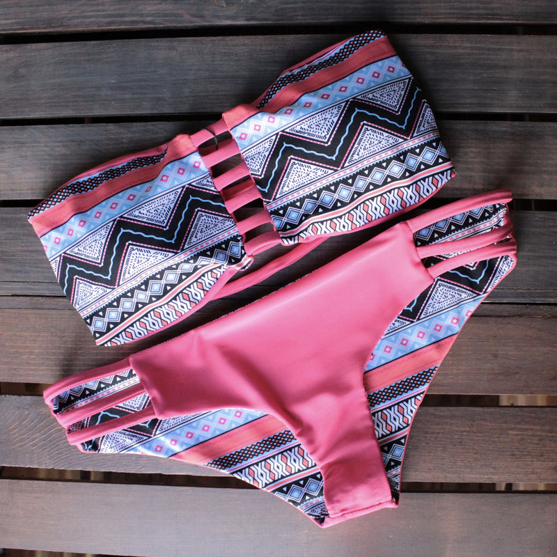 khongboon swimwear - riogordo handmade reversible full-cut bandeau bikini - shophearts - 2