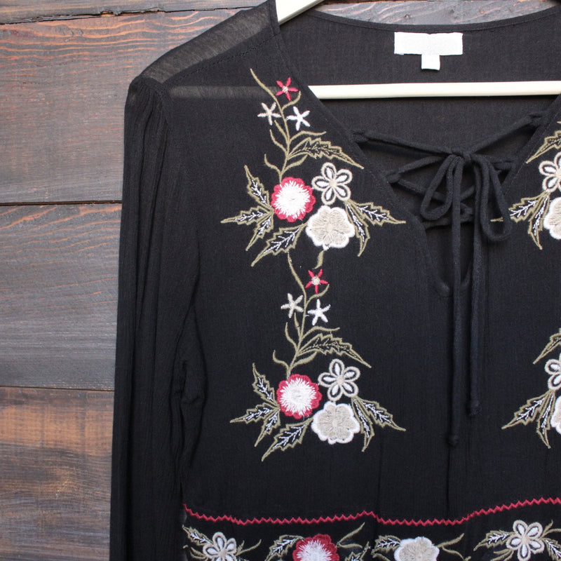 gauzy embroidered boho dress - black - shophearts - 3