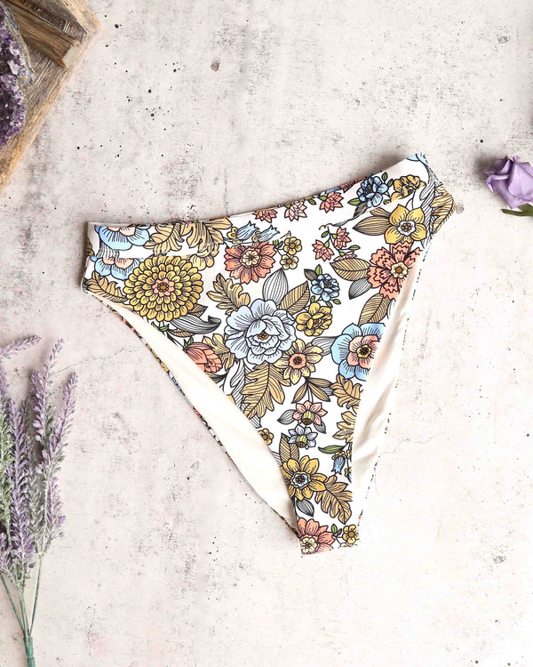 Final Sale - Kylie High Waisted High Cut Cheeky Bottoms in 60's Floral