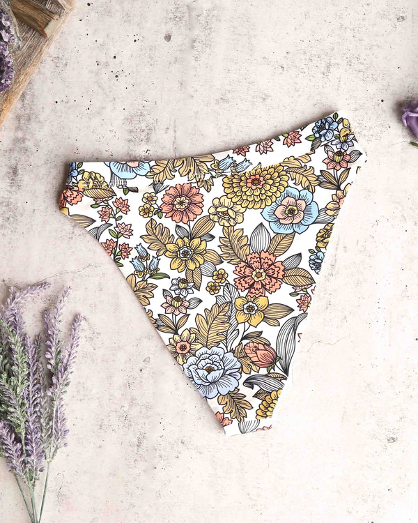 Final Sale - Kylie High Waisted High Cut Cheeky Bottoms in 60's Floral