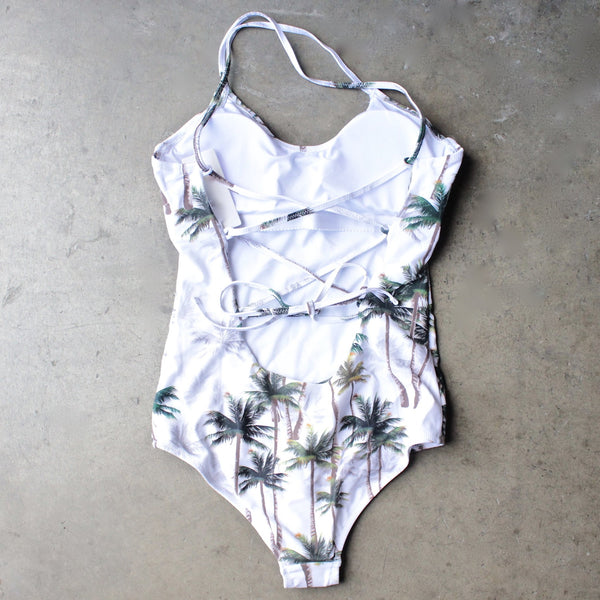 tropical one piece open back swimsuit - shophearts - 1