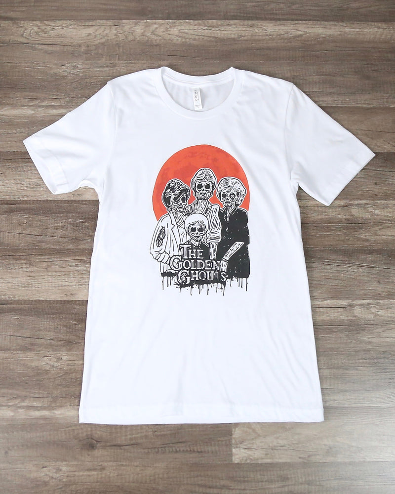 Distracted - The Golden Ghouls Halloween Graphic Tee in White