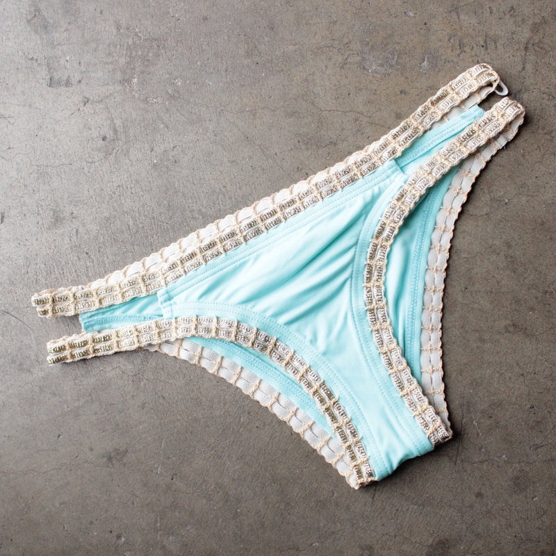bikini lab - mix & match weaving on a jet plane hipster bikini bottoms - blue - shophearts - 1