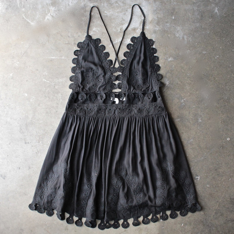 summer lace mini dress - black - shophearts - 1