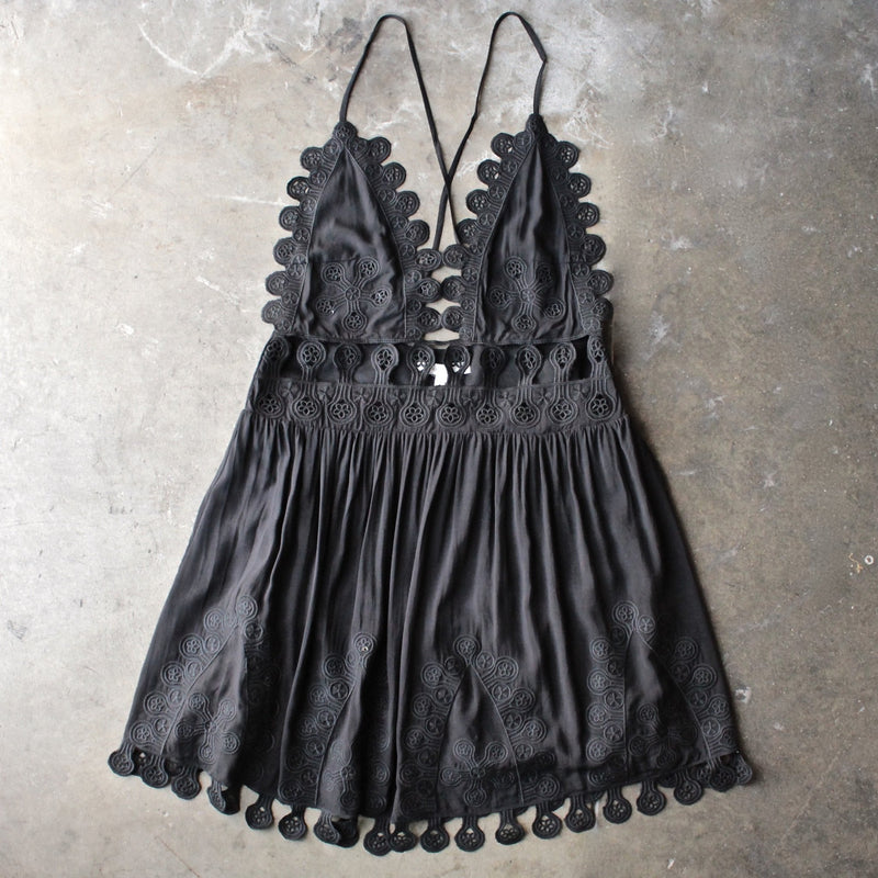 summer lace mini dress - black - shophearts - 5