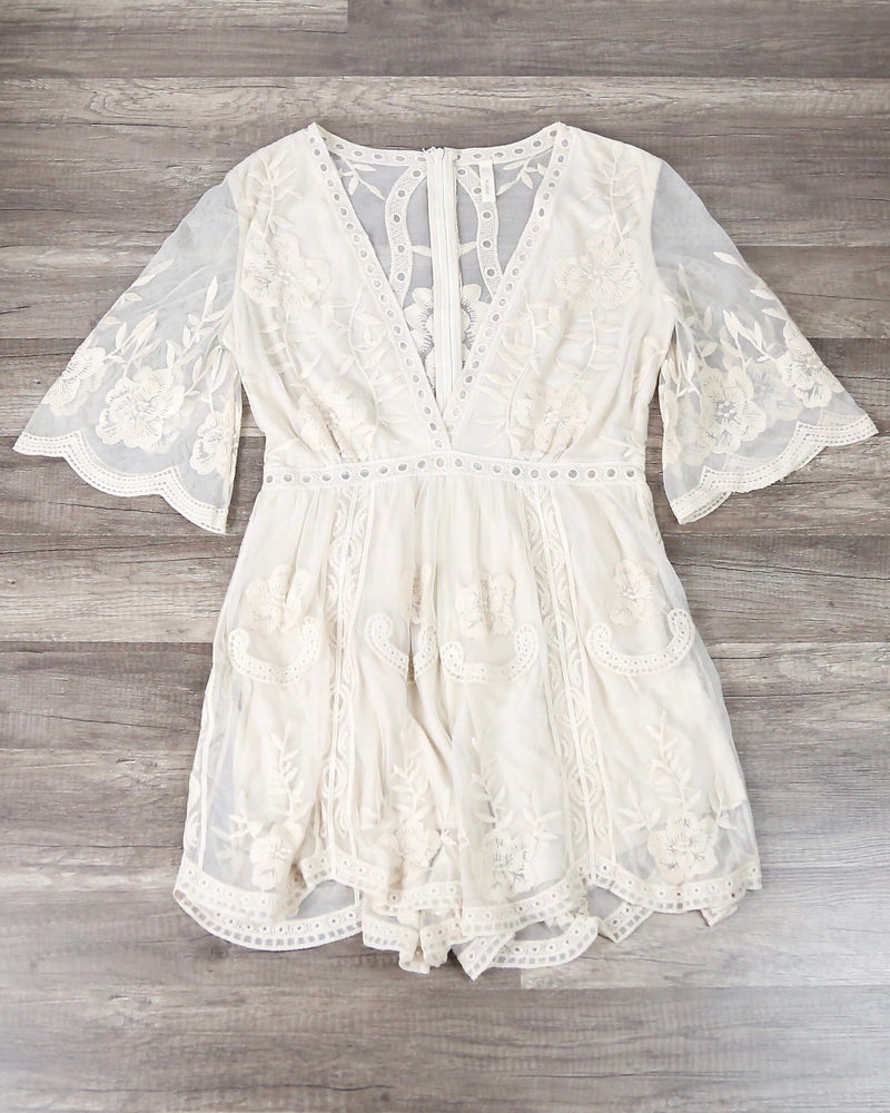 Honey Punch - As You Wish Embroidered Lace Romper (Women) - More Colors