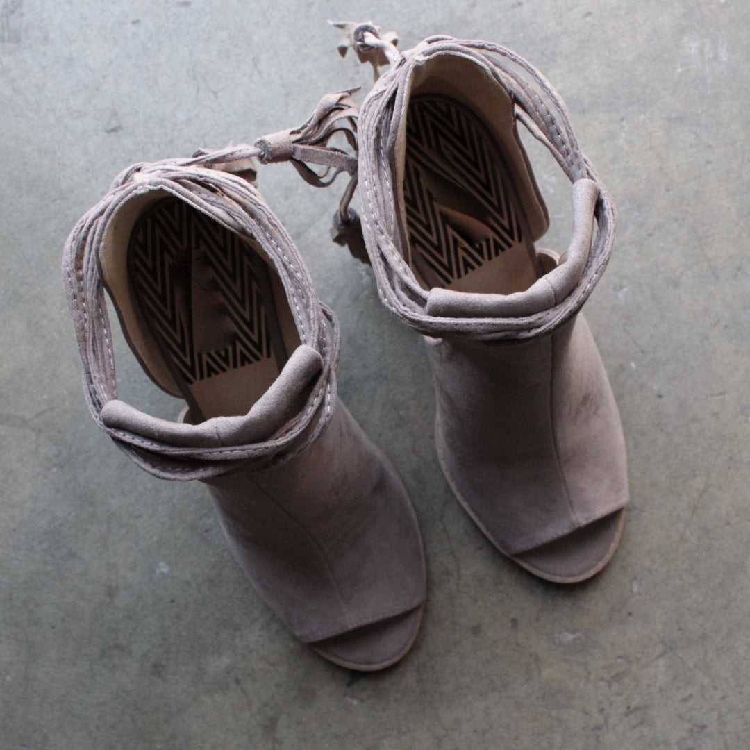 Madelynn suede open toe bootie - shophearts - 3