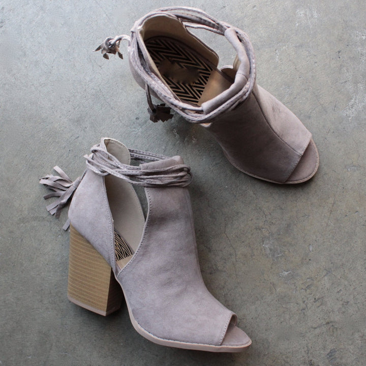 Madelynn suede open toe bootie - shophearts - 4
