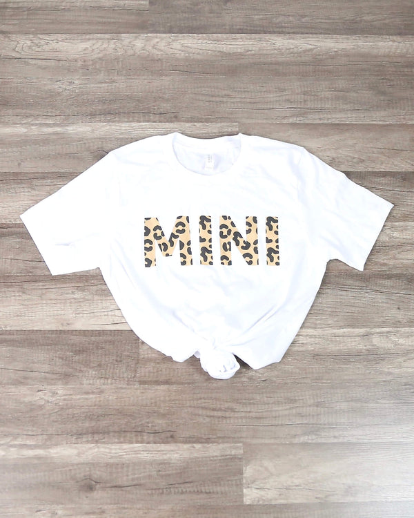 Distracted - Leopard Mini Text Graphic Tee in White