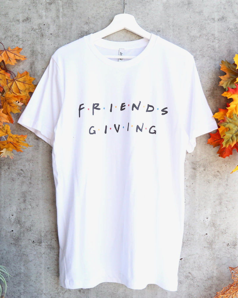Distracted - Friendsgiving Thanksgiving Unisex Graphic Tee in White