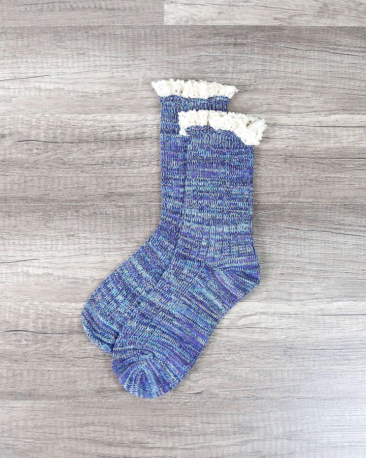 Marled Crew Socks with Lace - More Colors