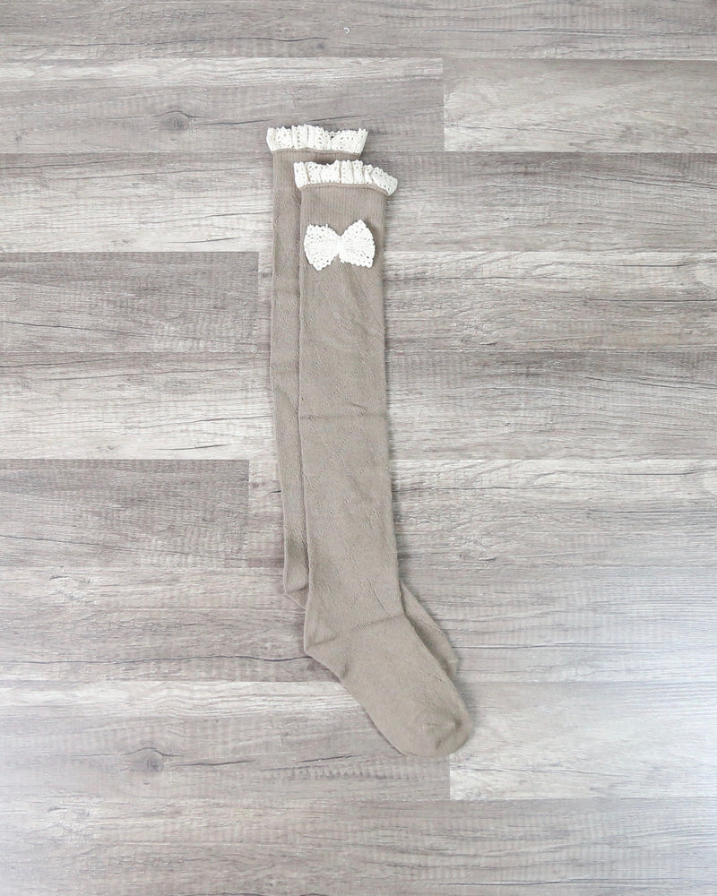 Knee High Socks With Lace Trim and Bow in More Colors
