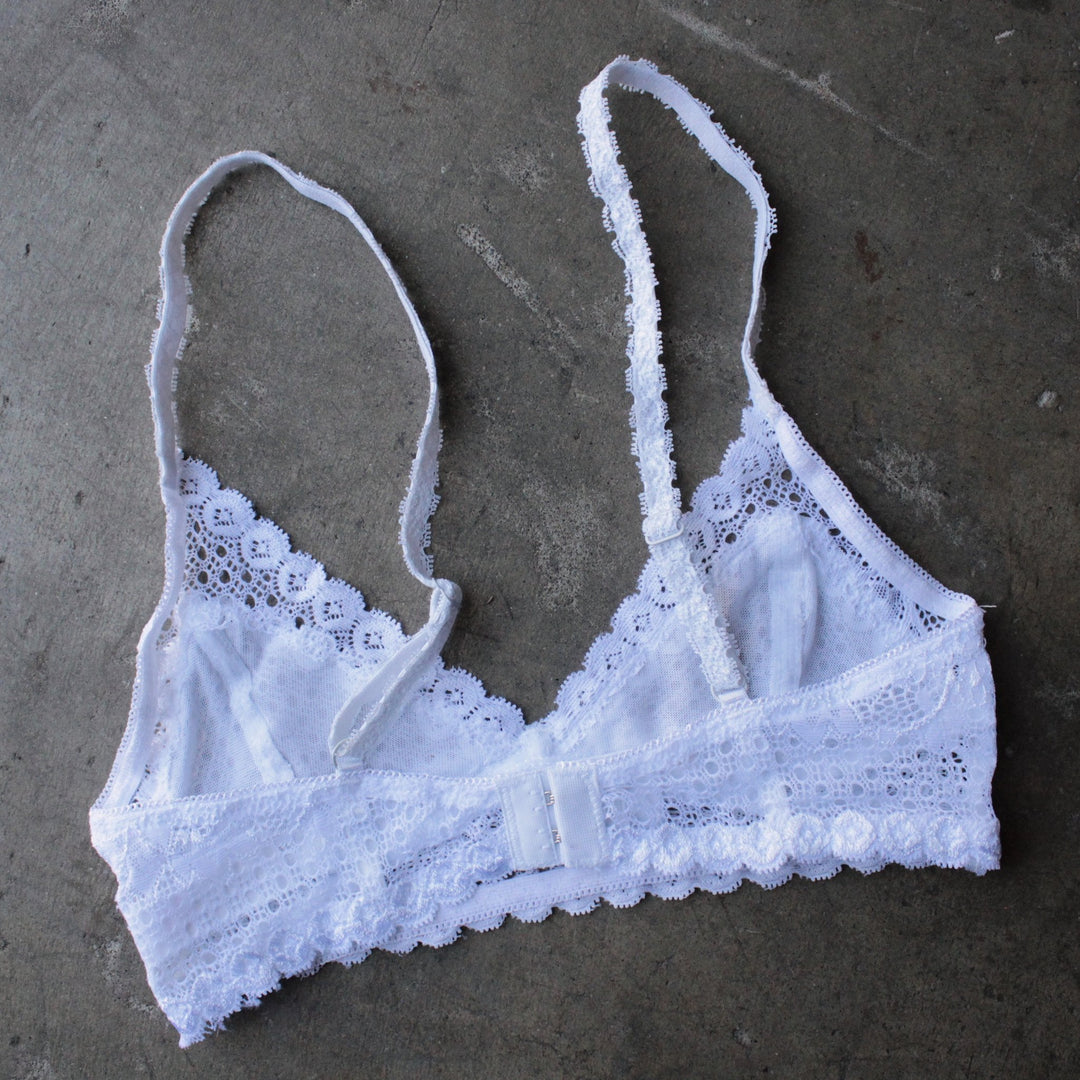 intimate semi-sheer lace bralette - white - shophearts - 2