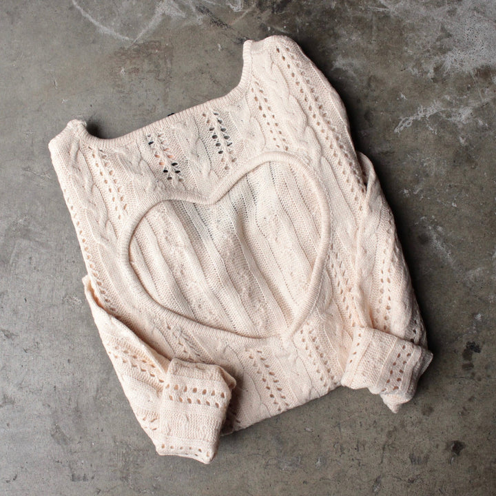 heart cut out sweater in beige by reverse - shophearts - 1