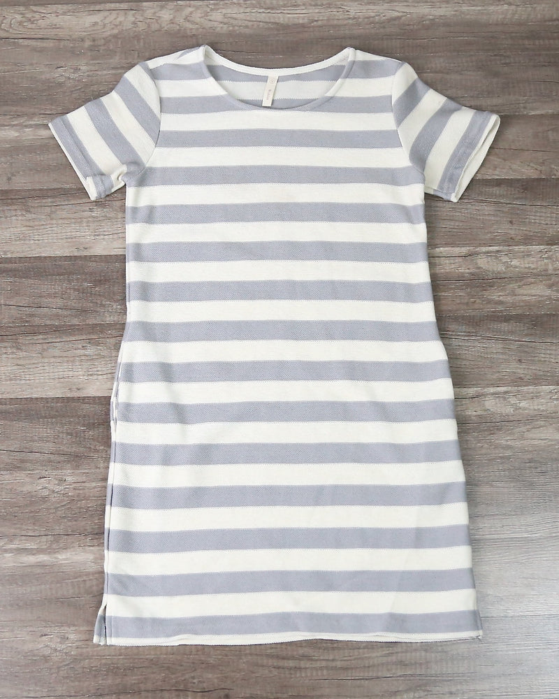 Striped French Terry Tee Shirt Dress